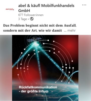 LinkedIn Beitrag über resiliente Kommunikationslösungen